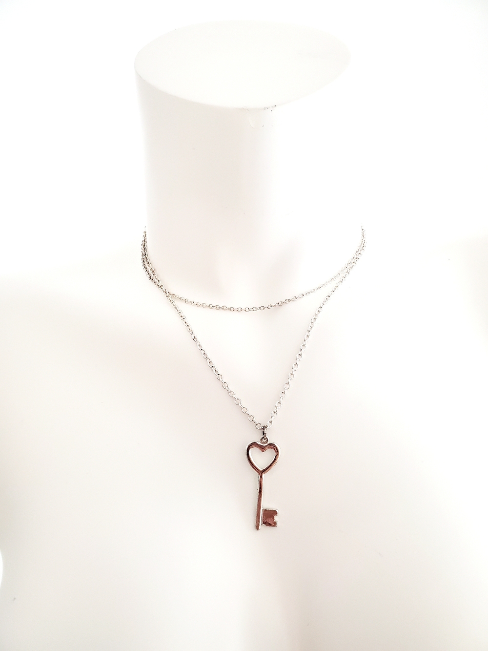 Claire's Silver Heart Key Layered Necklace